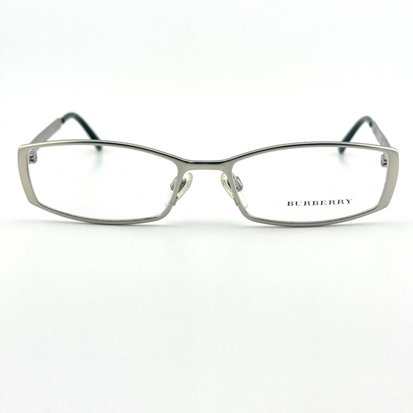 BURBERRY B 1238 1159 Eyeglasses Frames Silver Full Rim Rectangle 52-17 H12262 - Picture 1 of 7